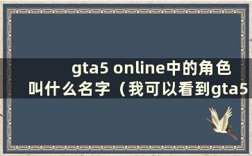 gta5 online中的角色叫什么名字（我可以看到gta5 online中的主角吗？）